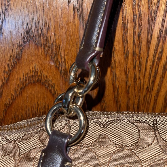 Coach Signature Mixed Leather Satchel/ crossbody / tote bag Brown - Picture 5 of 13